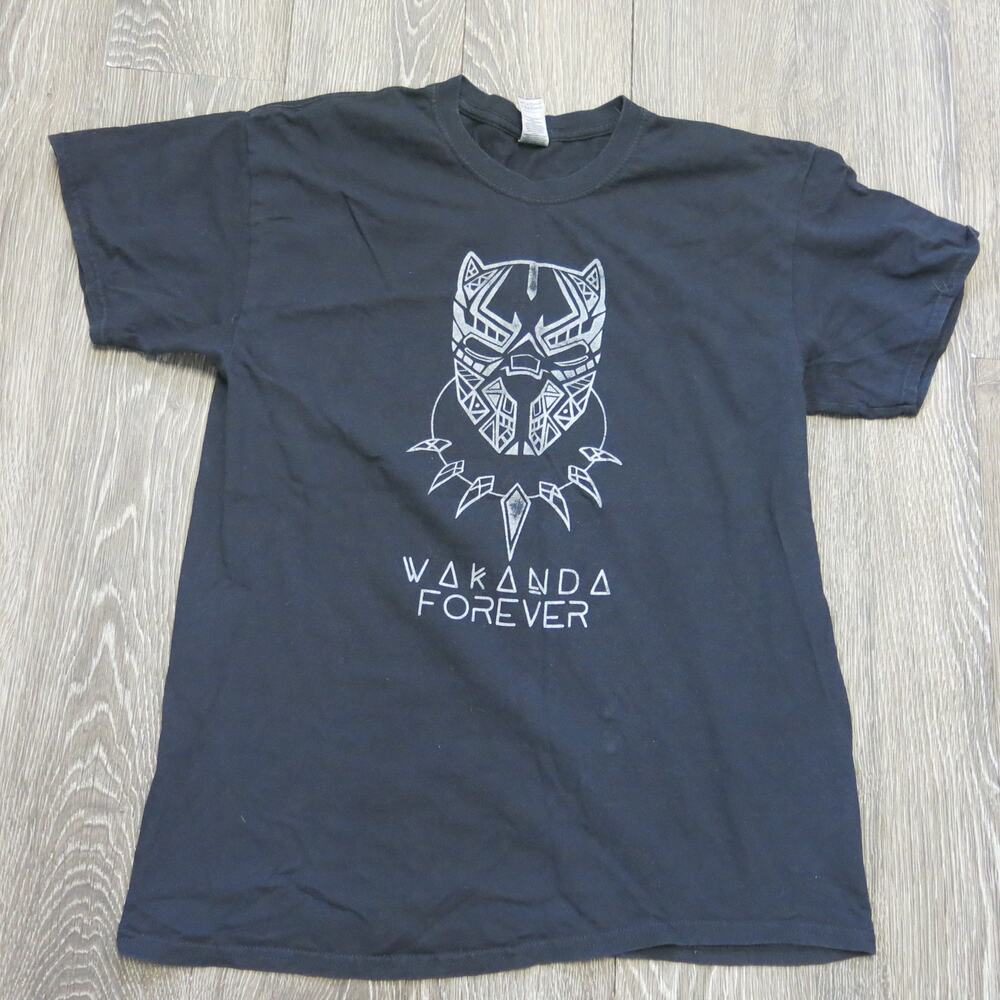 Marvel Black Panther WAKANDA FOREVER T Shirt Size L Adult  Black Action Casual